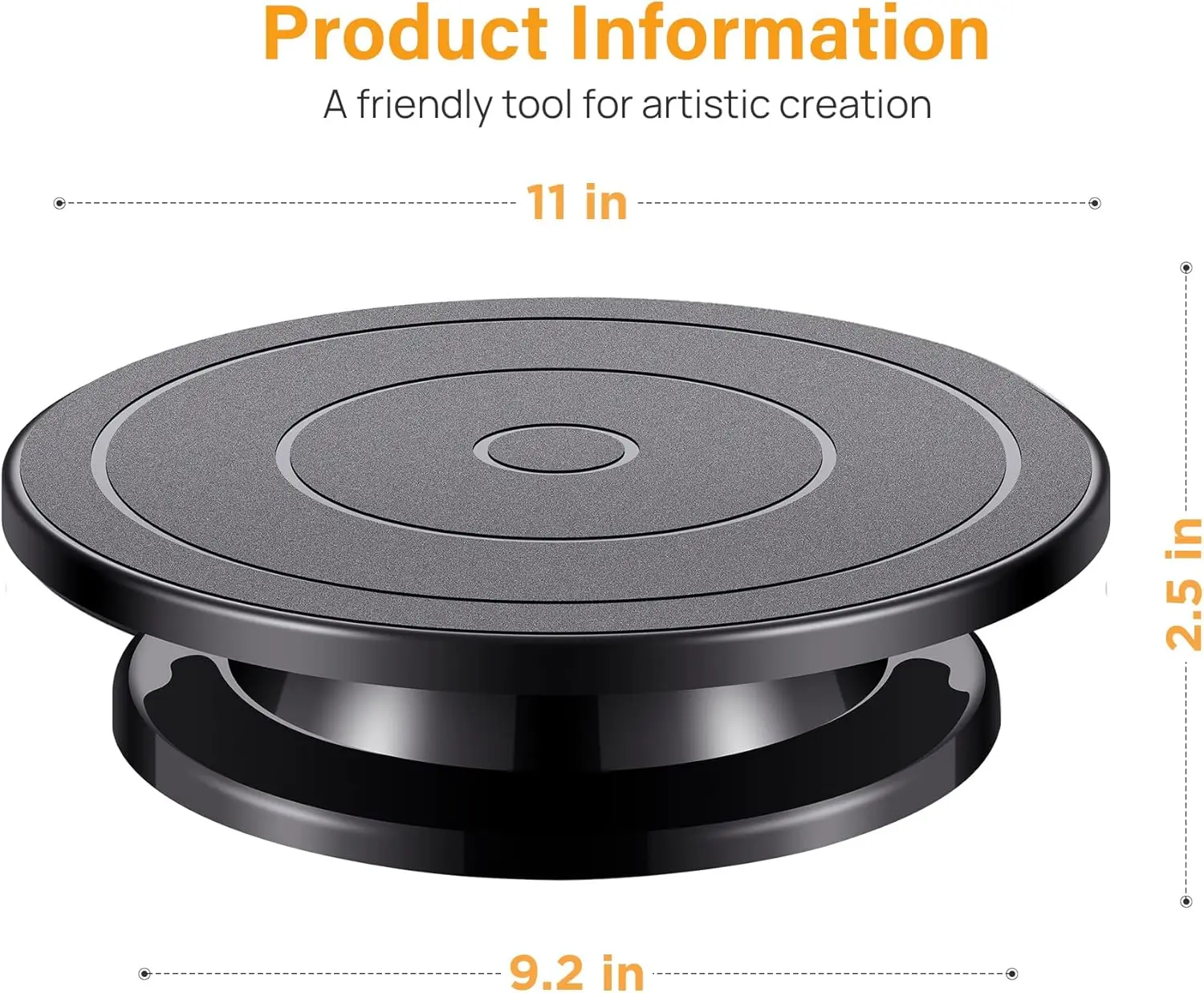 Turntable Rotate Turntable Sculpting Wheel Revolving Cake Turntable Black Painting Turn Table Lightweight Stand for Paint Spraying Spinner pottery wheel ceramic tools spinning turntable