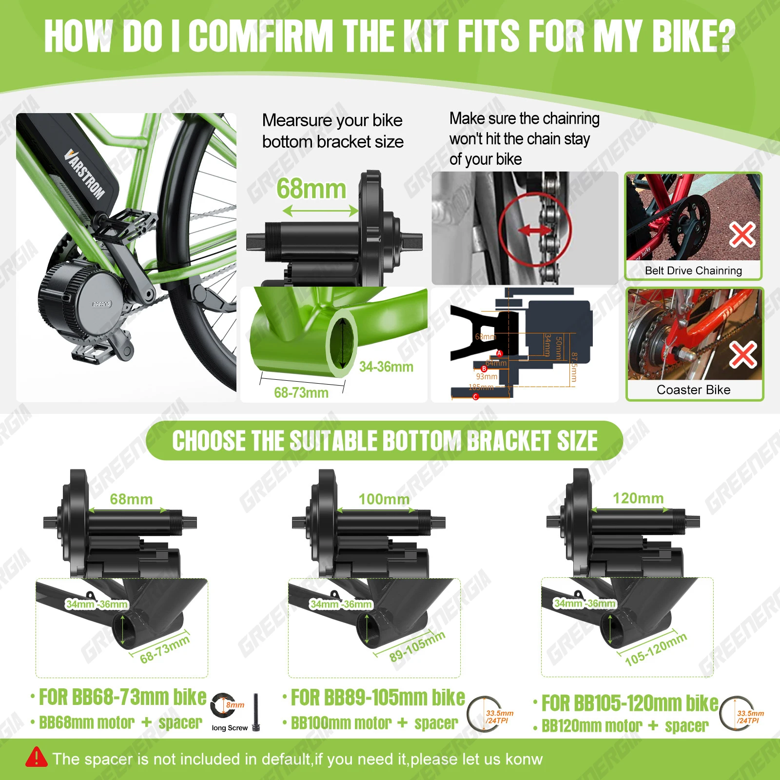 Bafang - Kit De Motorisation De Vélo Électrique 36 V, 500 W, Modèle