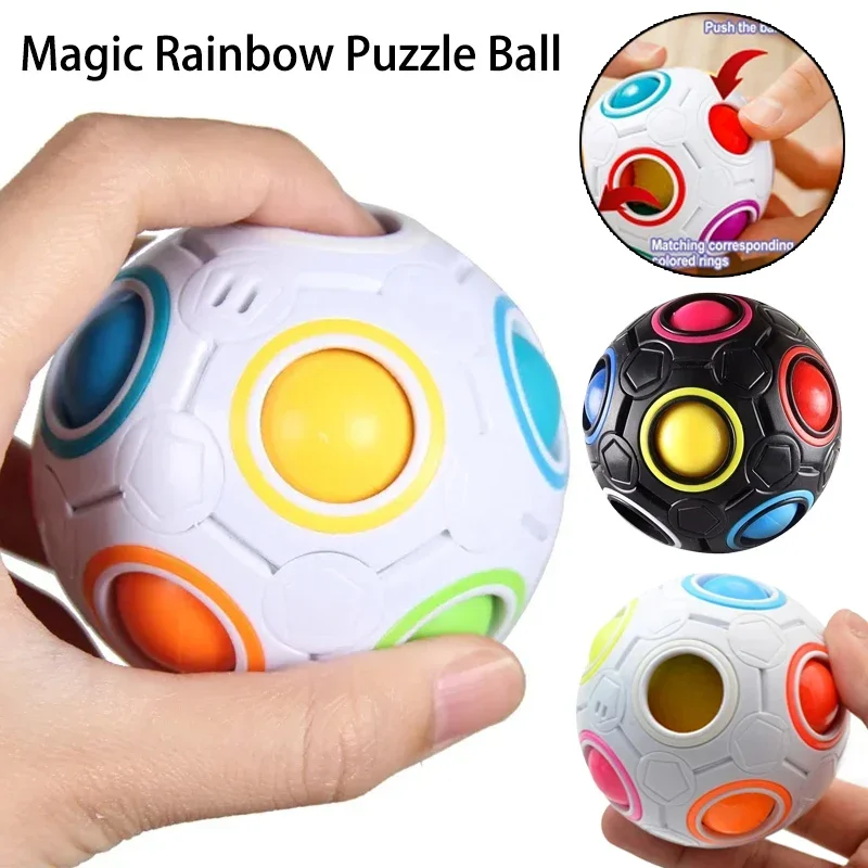 Magic Rainbow Puzzle Ball Creative Magic Spheric Cube Antistress Fidgets Toys for Children Adults Stress Relief Ball 3D Toy