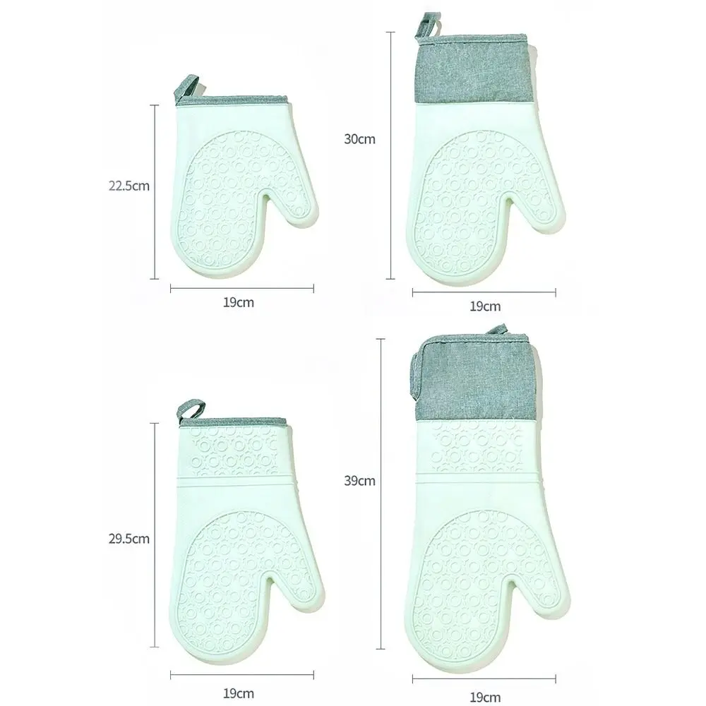 Soft Lining Heat Silicone Oven Mitt Heat Insulation Thickened Cotton Kitchen Mitten Anti-Scalding Household Glove Cooking
