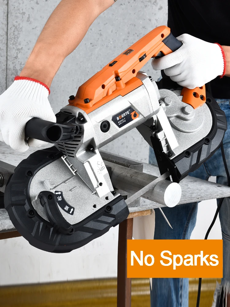 Electric Saw R2103T 1100W Portable Band Saw Removable Alloy Steel Base Cordless Band Saw Cutting Capacity Hand Held For Metal Wood