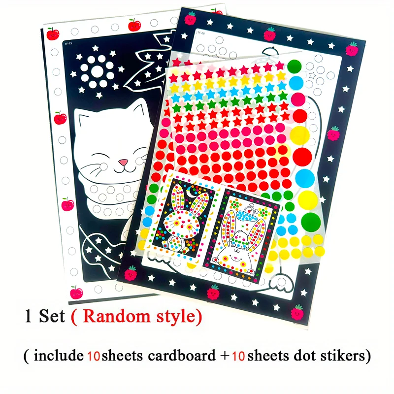 10 Sheets/Lot Funny Puzzle Dot Stickers For Kids Cute Cartoon Animal Drawing Mosaic Sticker Children Early Educational Patience 5