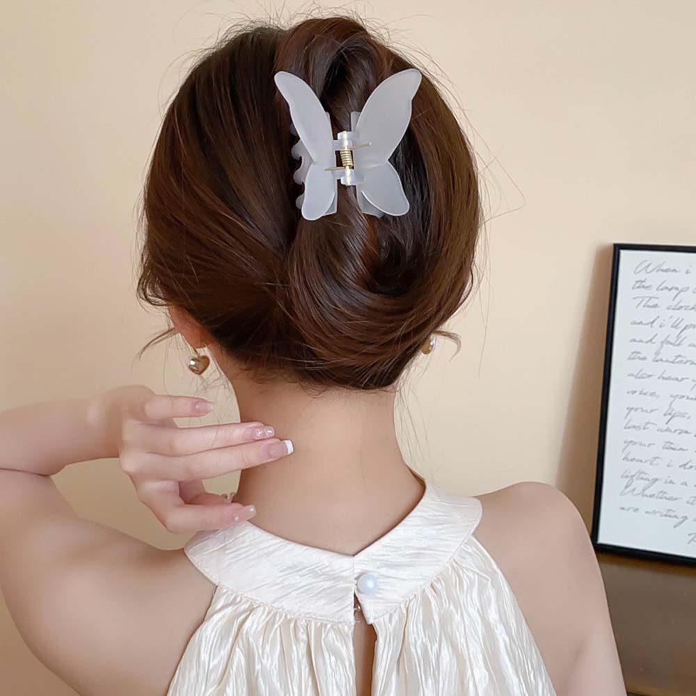 Acrylic Hairpin Frosted Butterfly Hair Claw Banana Clip Animals Butterfly Hair Clip Candy Color Headdress Large Shark Clip Girls