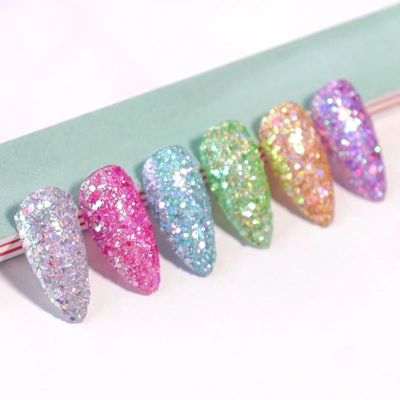 4g/병 혼합 반짝이는 네일 아트 반짝이 도트 레이저, 밝은 홀로그램 스팽글 미러 플레이크, 3D 혼합 Paillette 매니큐어 DIY 용품