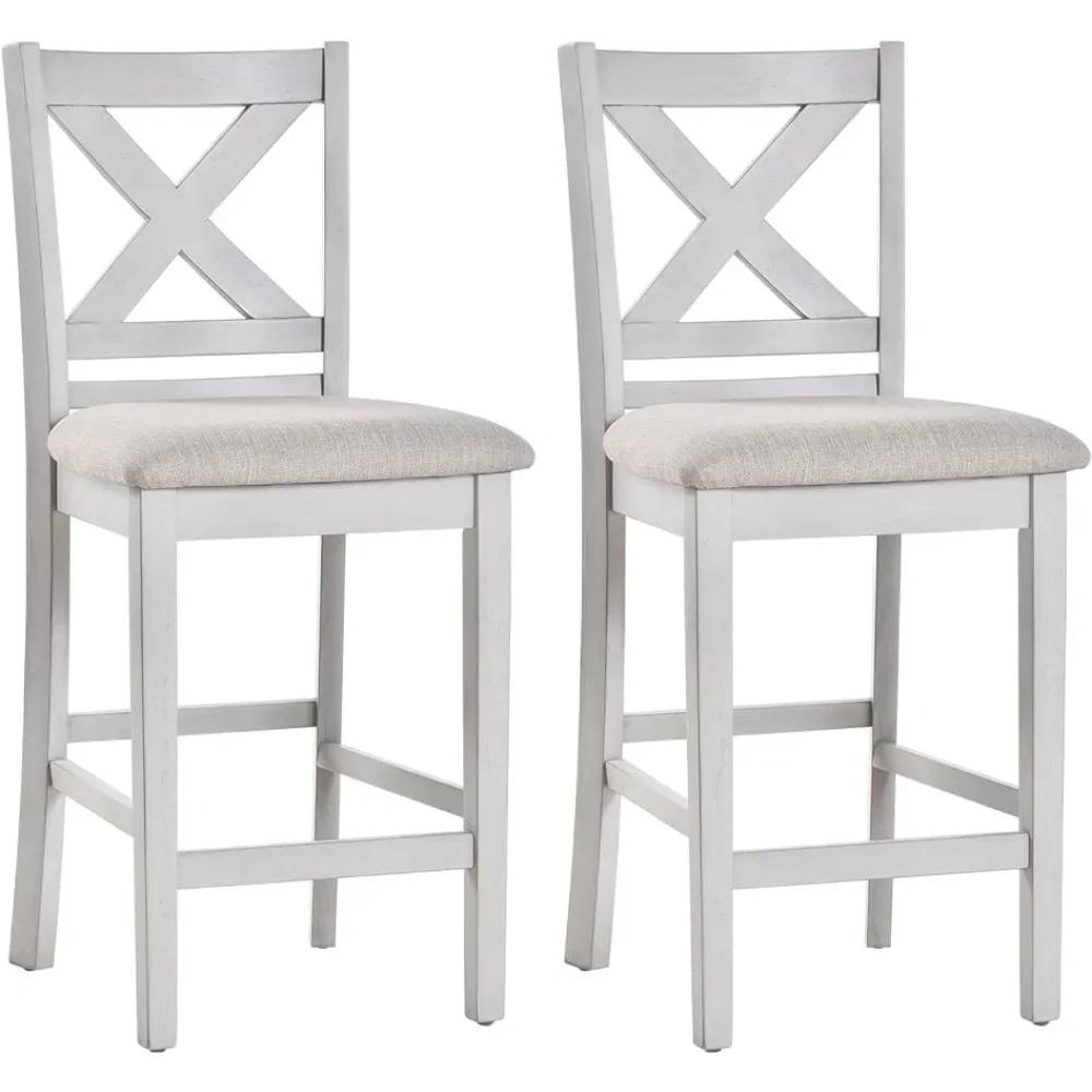 

Bar Stools Set of 2, Counter Height Bar Stools, Mid Century Modern Bar Stools with Backs, 25 Inch Upholstered Fabric Wooden B