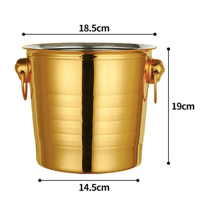 1PC 3L Stainless Steel Ice Bucket Thick Tiger Head Ice Bucket Party (Gold)
