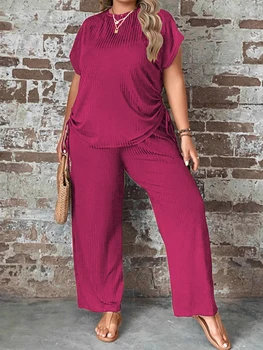 بلوزة صيفية فضفاضة بأكمام قصيرة وبنطلون مطاطي 2