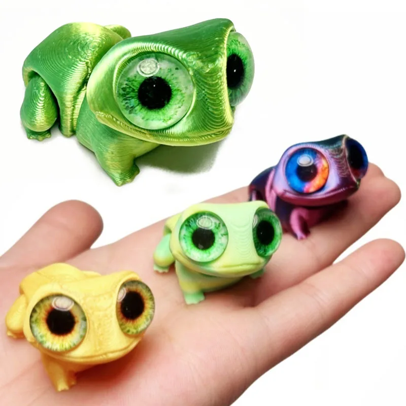 3D Printed  Multi-jointed Movable Cute Mini Frog with Big Eyes Office Desktop Living Room Home Decoration Accessories Kids Gift