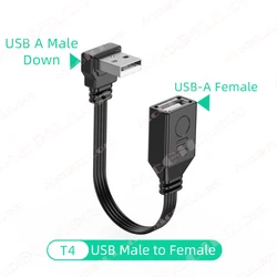 90 - Degree Angle Soft Silicone USB Extension Cable, Male to Female Adapter - 30CM (T4 USB A M to F)