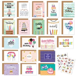Assorted Happy Birthday Greeting Cards and Envelopes Set - 20 Handwritten Folded Cards (B)