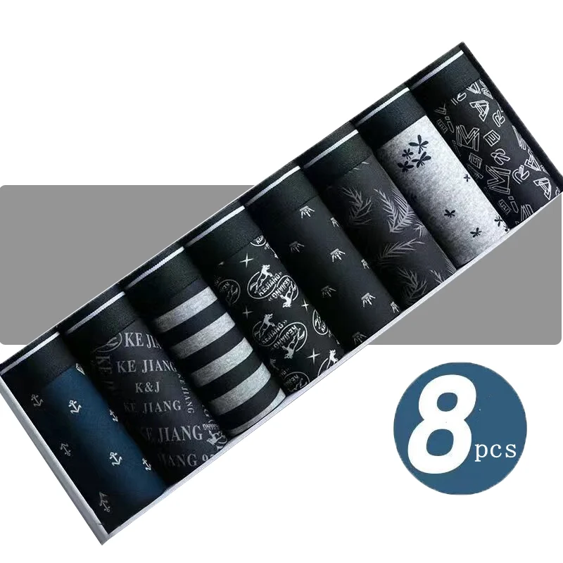 4/8 Pz/Lotto Intimo Uomo Boxer Modale Intimo Uomo Intimo Uomo Confortevole Plus Size Uomo Boxer Set Stampa Colori Neri