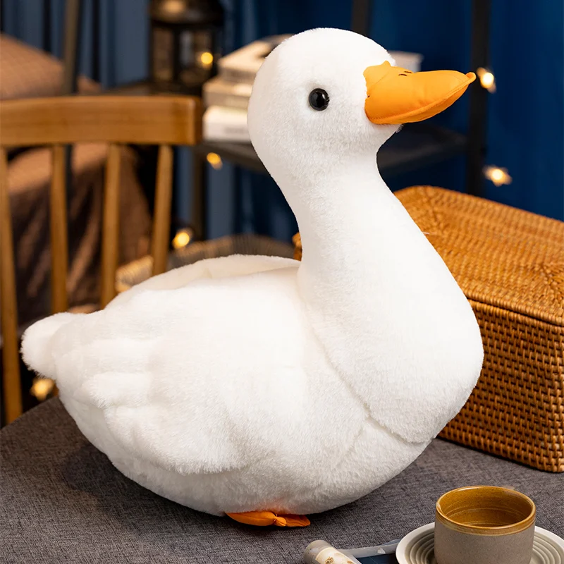 Kawaii Lifelike Duck Plush Toy Realistic Cute White Goose Stuffed Animal Toys Gifts For Kids Pets Simulated Duck Birthday Gifts