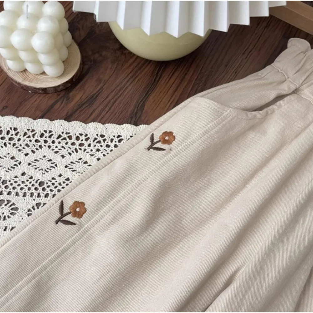 Girls' Casual Pants Flower Embroidery Trousers 4