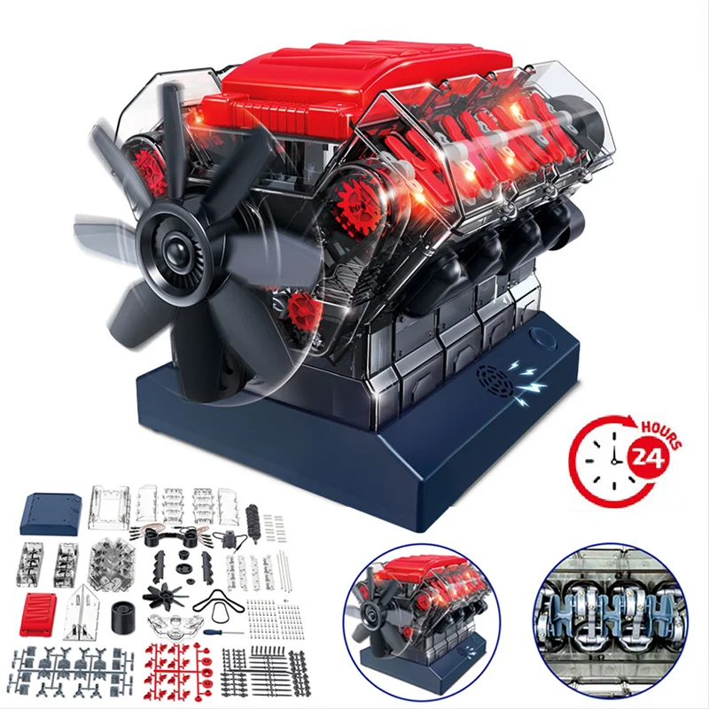 

DIY V8 Four-cylinder Car Engine Engine Model Science Experiment Set Can Start Diy Assembly Toys