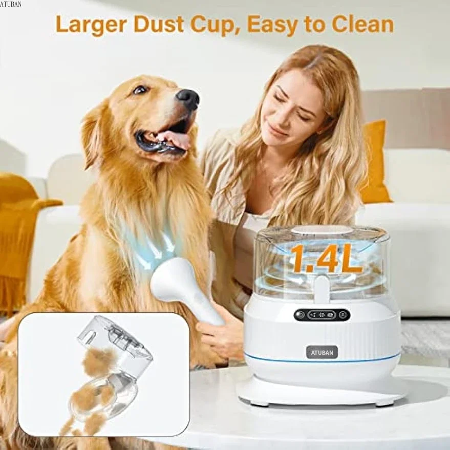 ATUBAN Dog Grooming Vacuum Kit: 5-in-1 tagliacapelli per animali domestici con aspirazione sottovuoto 99.9%,Ultra silenzioso per cani e gatti e pulizia della casa