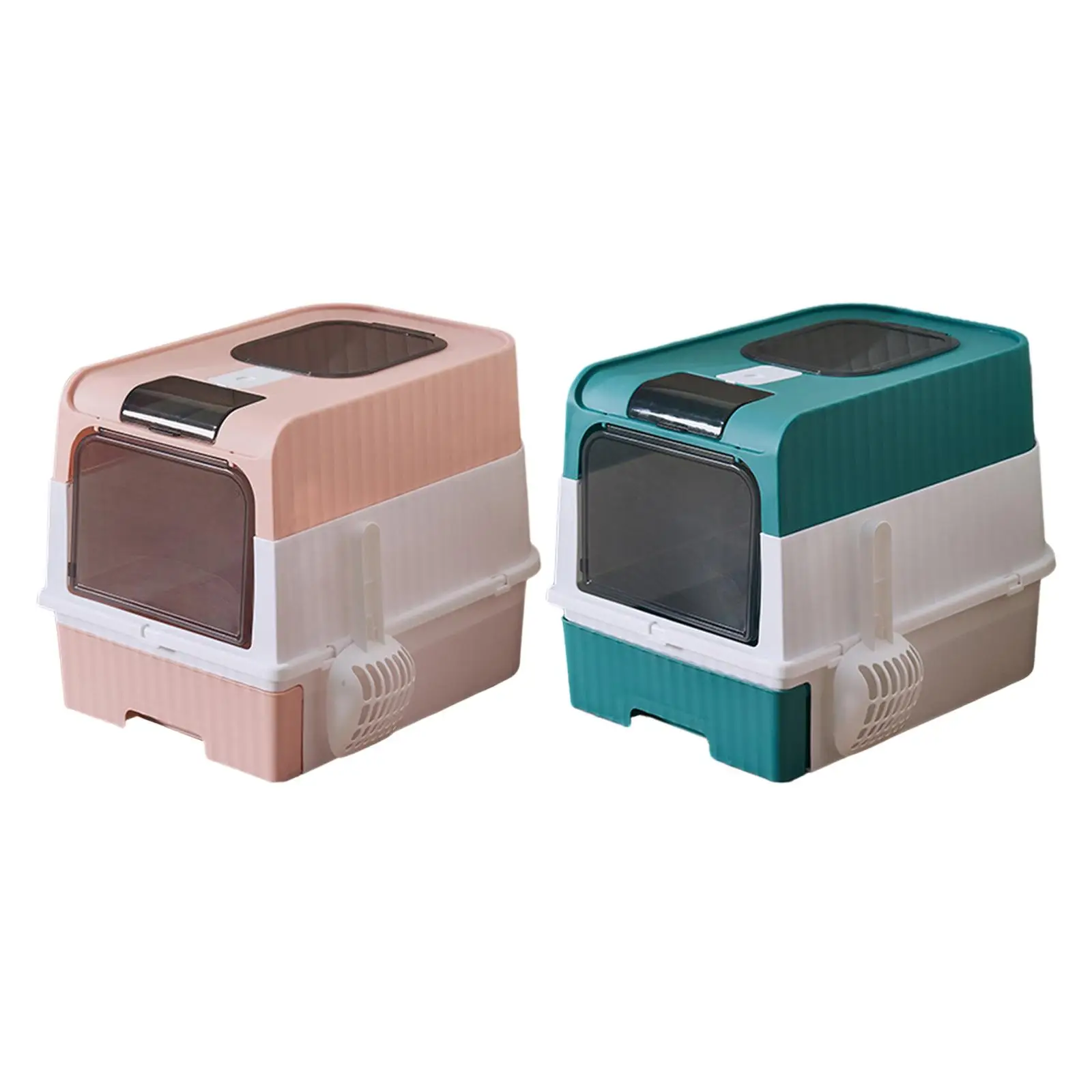 

Hooded Cat Litter Boxes Cat Litter Tray Easy to Clean Privacy Kitten Potty