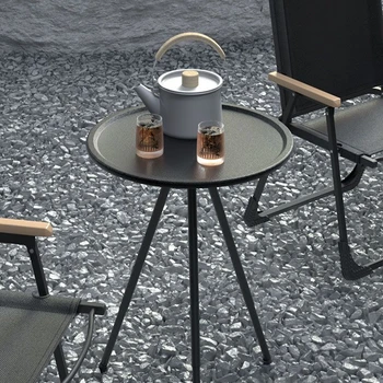 야외 소형 원형 테이블 피크닉 테이블 및 의자, 휴대용 캠핑 원형 테이블 장비 세트, 야외 테이블