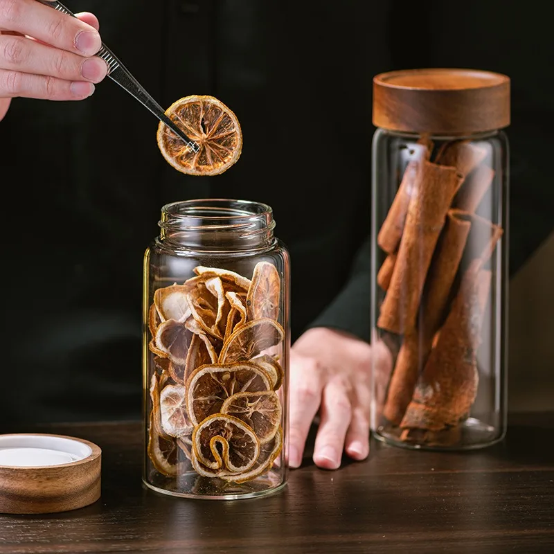 Sealed Jar Commercial Dried Lemon Cinnamon Tea Leaves Tangerine Peel Glass Storage Jar Household Storage Bottle Jars