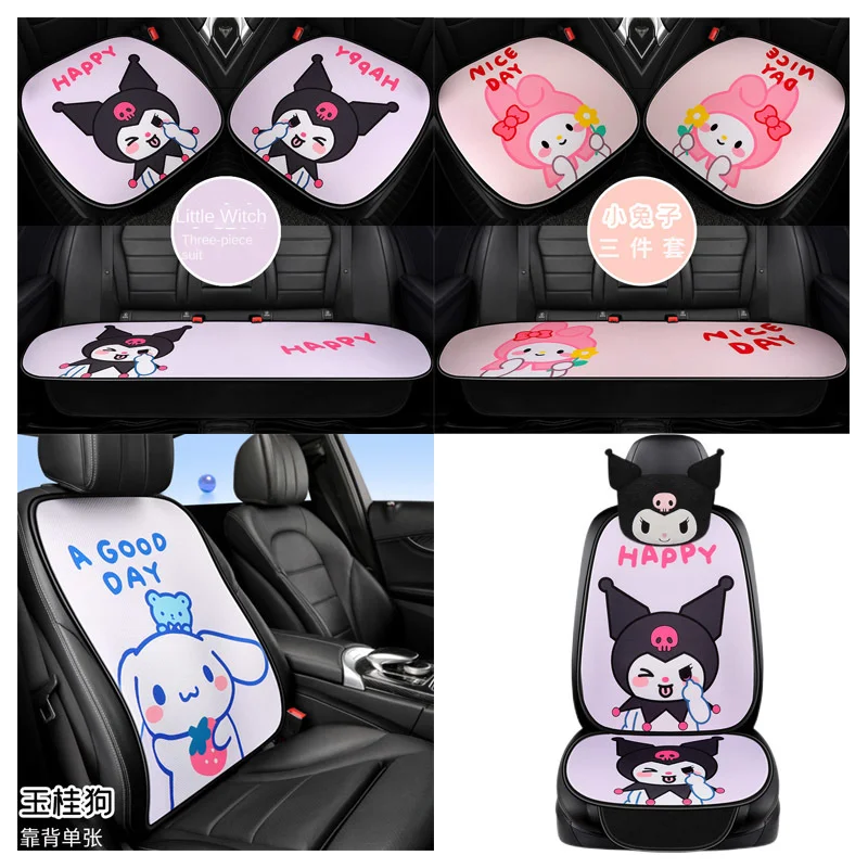 Sanrioed My Melody Cinnamoroll Kuromi Cartoon Car Seat Cushion Pillow  Steering Wheel Cover Kawaii Auto Supplies Three-piece Set - Animation  Derivatives/peripheral Products - AliExpress