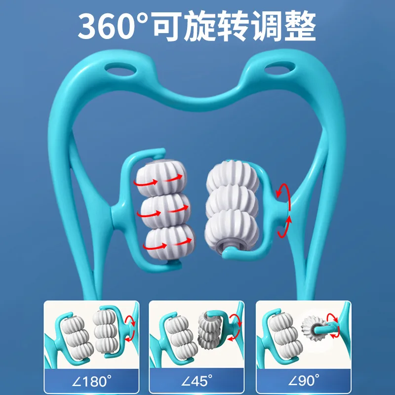 Cervical spine massager manual clip neck neck 6 rounds kneading artefact handheld home six rollers shoulder and neck massage 2