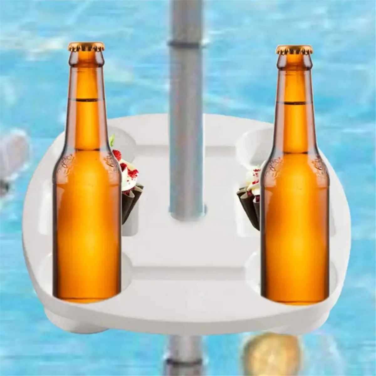 Vassoio da tavolo per ombrellone da patio Vassoio da tavolo per ombrellone da esterno con 4 portabicchieri Tavolo da spiaggia Tavolo per ombrellone da esterno Tavolo da spiaggia