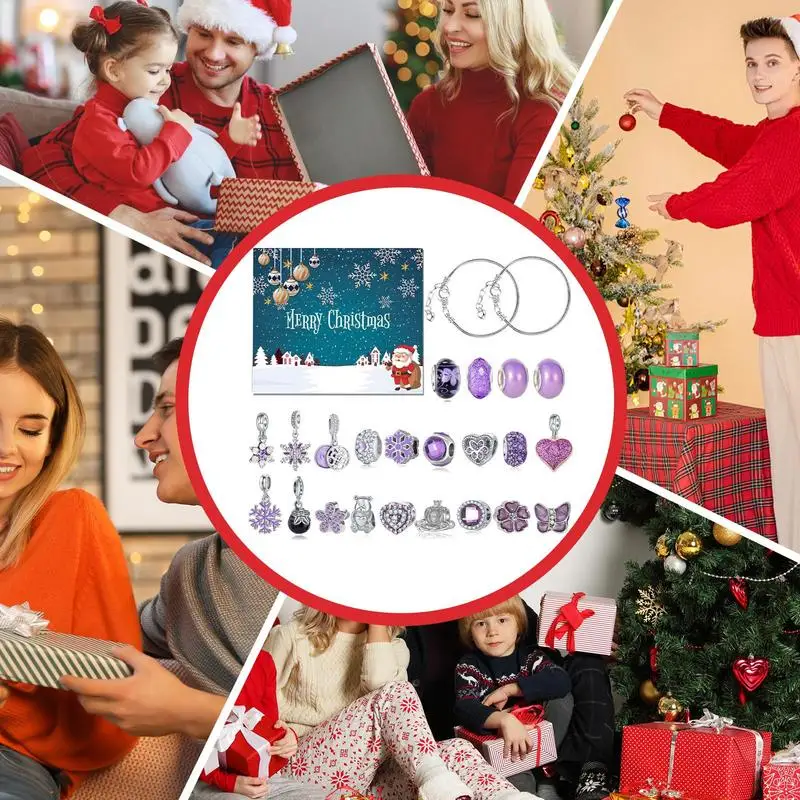 Bracelet Advent Calendar Jewelry Making Kit Christmas Countdown Calendar Bracelet Christmas Advent Charm Bracelets