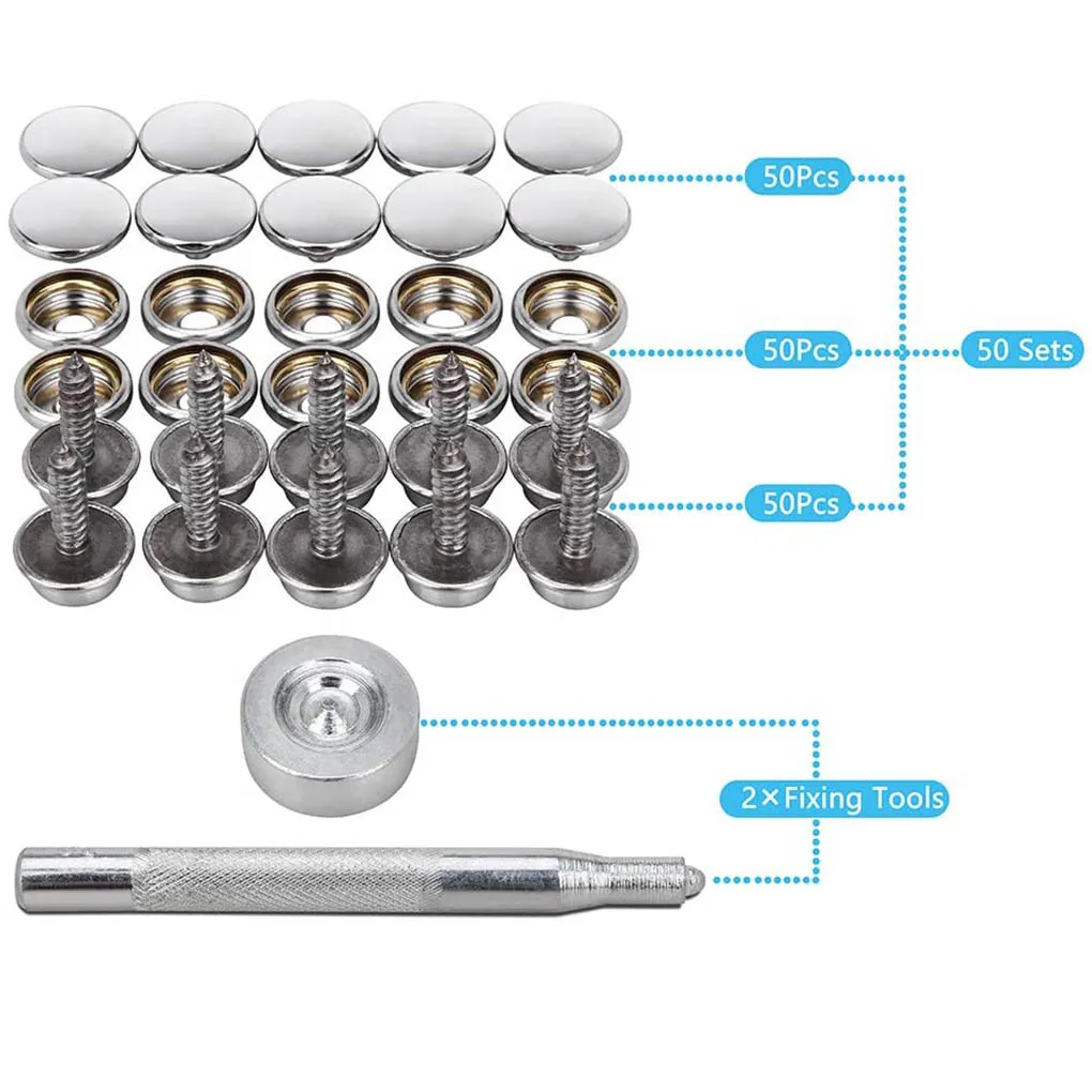 

Защелкивающаяся застежка из нержавеющей стали, Замена кнопки, Запасные детали, портативный набор винтов с коробкой для хранения для типа 2