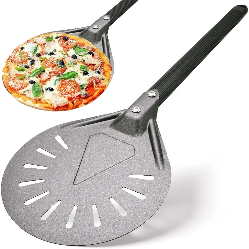 7/8/9inch Professional Pizza Spatula Paddle Perforated Aluminum Metal Pizza Turning Peel for Homemade Oven Accessories