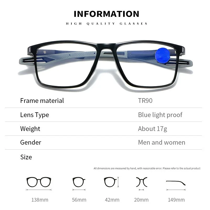 Unisex Women Men's Minus Glasses Fashion TR90 Computer Eye Protection Myopia Eyeglasses Anti Blue Light Short Sight Eyewear 6