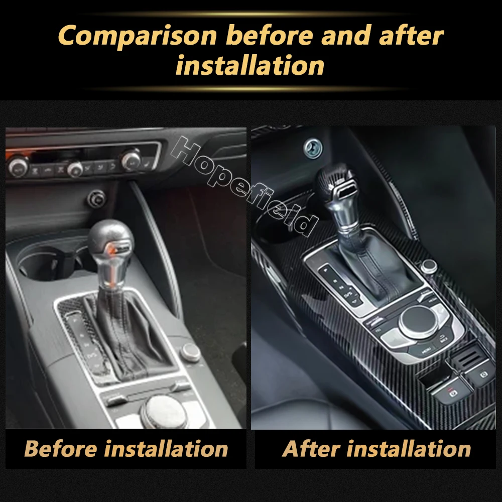 Carbon Fiber Center Console Car Gear Shift Panel Drink Holder Water Cup Frame Cover for Audi A3 8V S3 2014-2020 Accessories