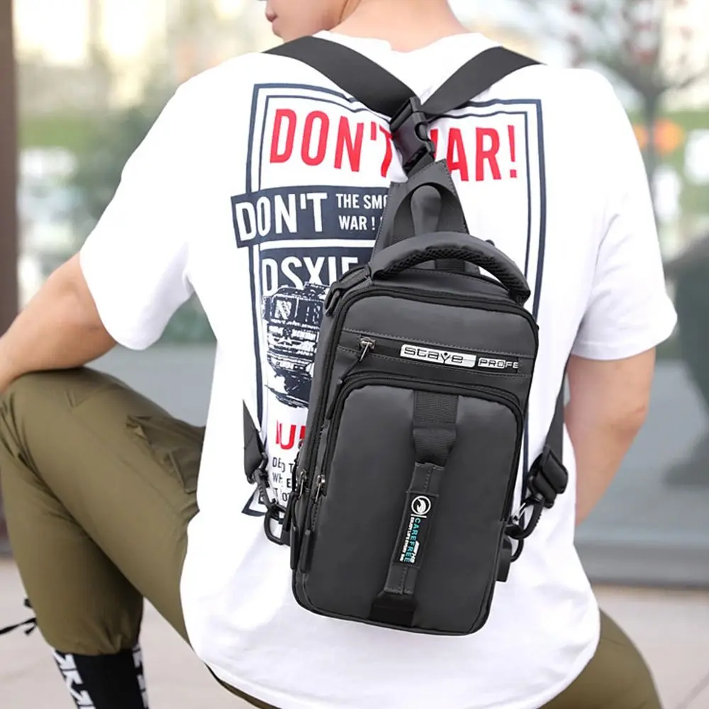 Männer USB Lade Schulter Messenger Rucksack Wasserdichte Zipper Brust Tasche Anti-diebstahl Umhängetaschen Outdoor – Detail 10
