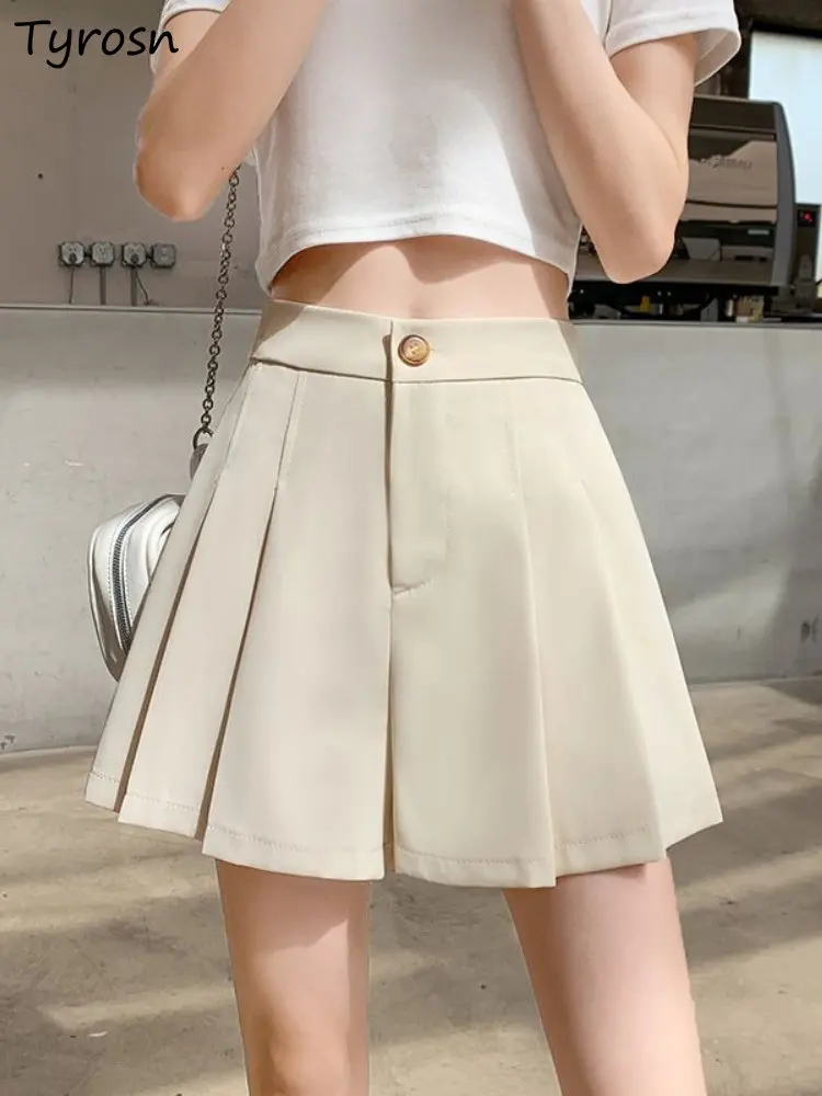 

Shorts Women Solid Simple High Waist XS-5XL All-match Summer A-line Leisure Chic Korean Style Students Tender Basic Temperament