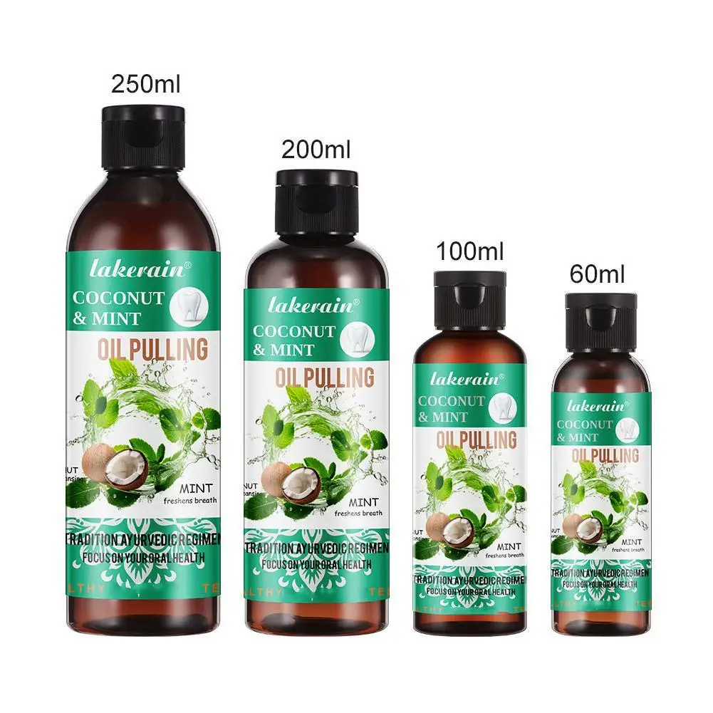 

60/100/200/250ml Coconut Mint Pulling Oil Mouthwash Alcohol-free Teeth Whitening Fresh Oral Breath Tongue Scraper Set Mouth Heal