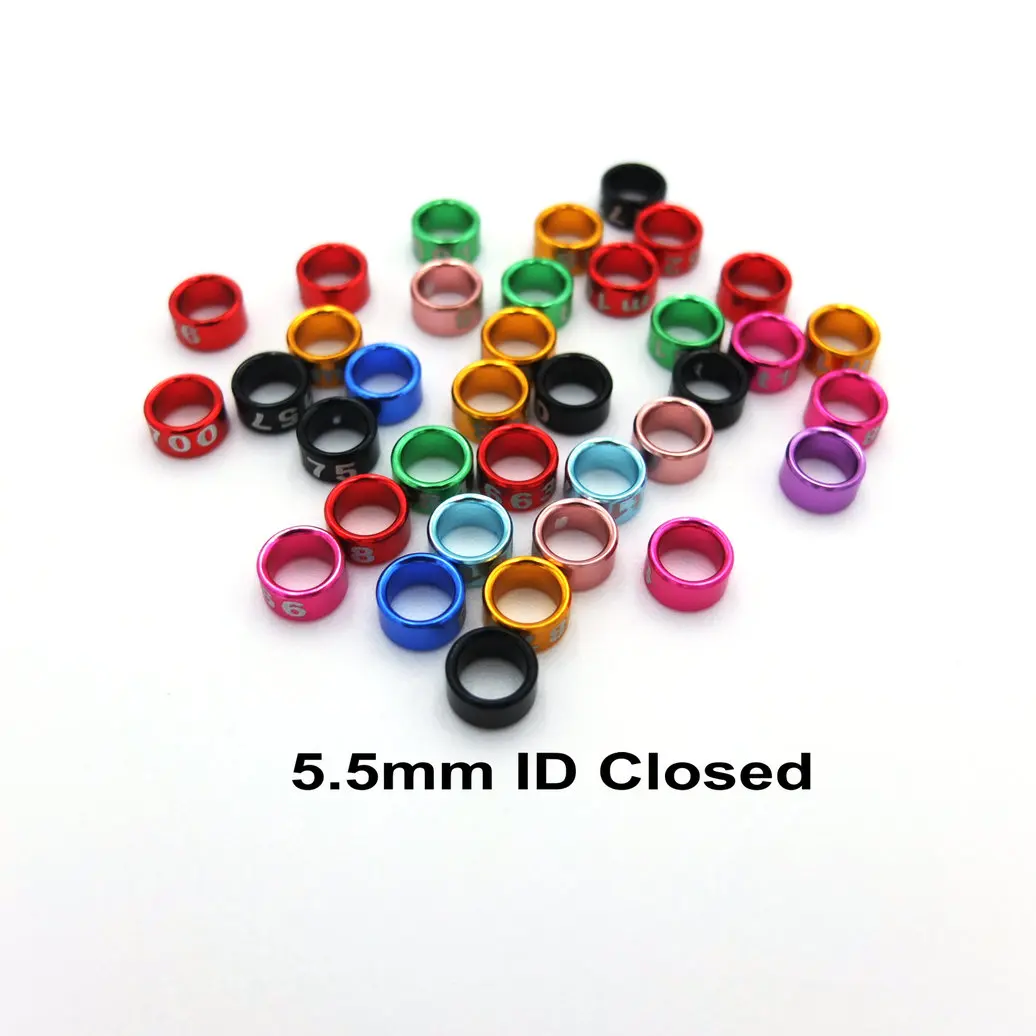 Aluminum Bird Leg Bands Closed Parrot Rings Non-Custom Random-Character Color-Mixture 5.5mm 25Pcs Lot
