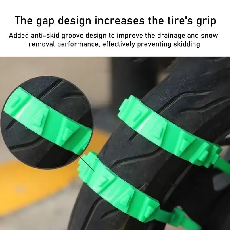 Snow Tire Chain for Motorcycle 10X Non-Slip Cable Ties Winter Tire Straps Security Chains for Winter Driving and Muddy Road ﻿