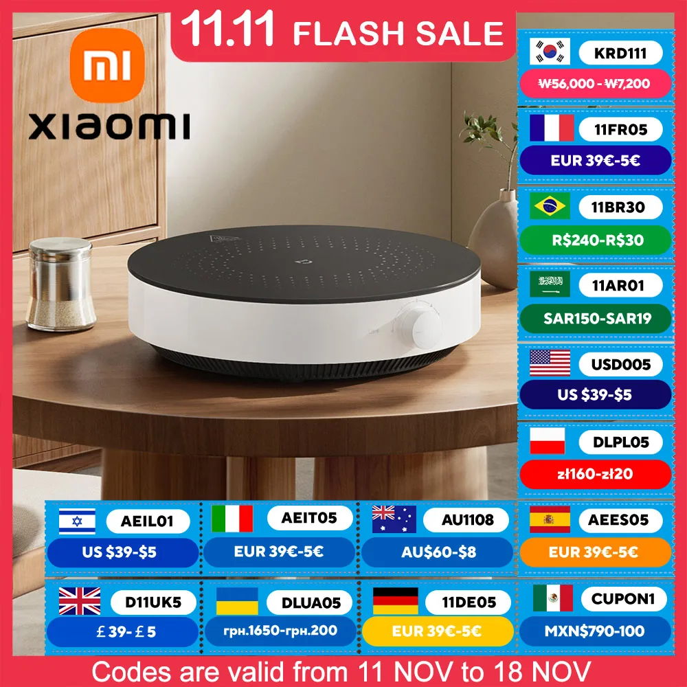 XIAOMI MIJIA Induction Cooktop N1,6 Gear Fire Adjustment,8 Safety Protection,Electric Induction Cookers,2100W Power,220V Voltage