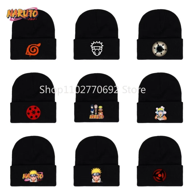 

New Naruto Autumn and Winter Knitted Hat Cartoon Anime Embroidery Cartoon Barrel Cap Warm Beanies Ski Bonnets Women Men Gifts