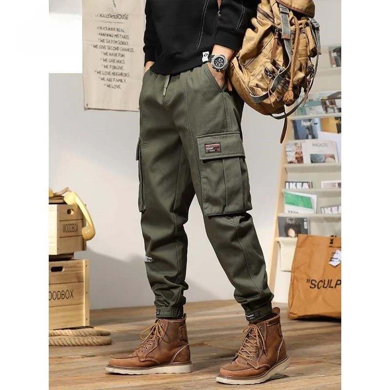 

Summer Spring Men Cargo Pants Work Trousers Stretch Waist Loose Multi Pocket Casual Trousers Pants Sports Outdoor Wearing B02