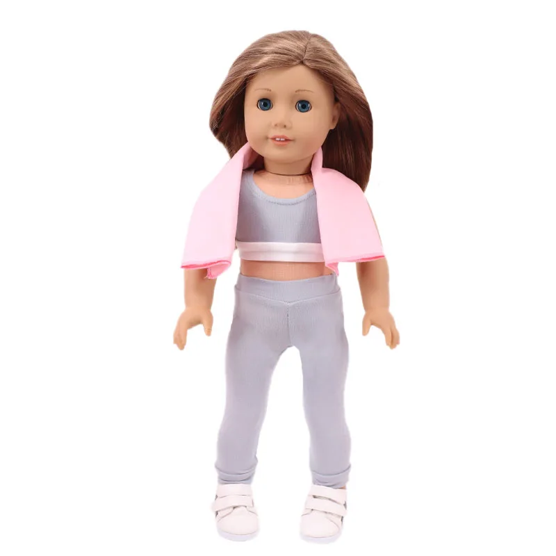 Doll Clothes Shoes Yoga Pilates Clothes Yoga Mat Yoga Outfits Towel for  American 18 Inch Girl Doll 43cm Born Baby Accessories