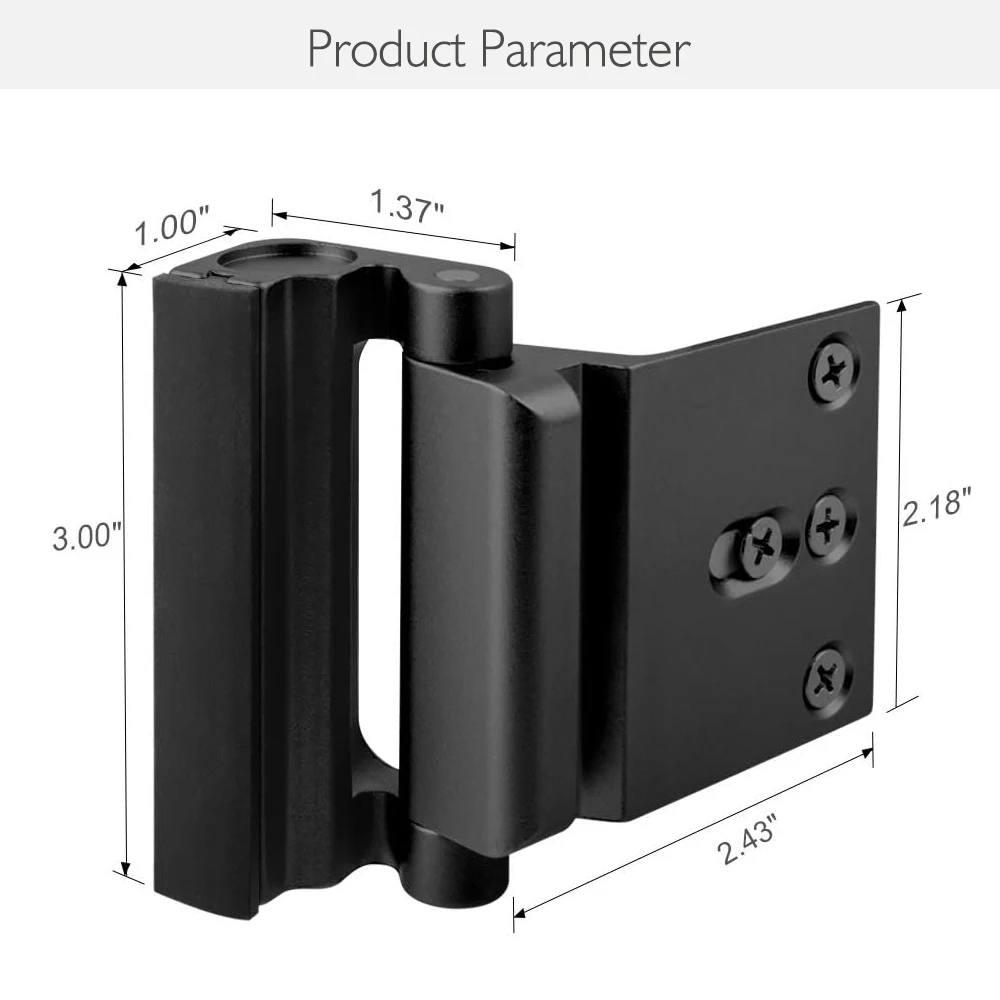 New Home Security Door Lock Aluminum Alloy Anti-theft Door Lock Childproof Door Reinforcement Lock with 3 Inch Stop