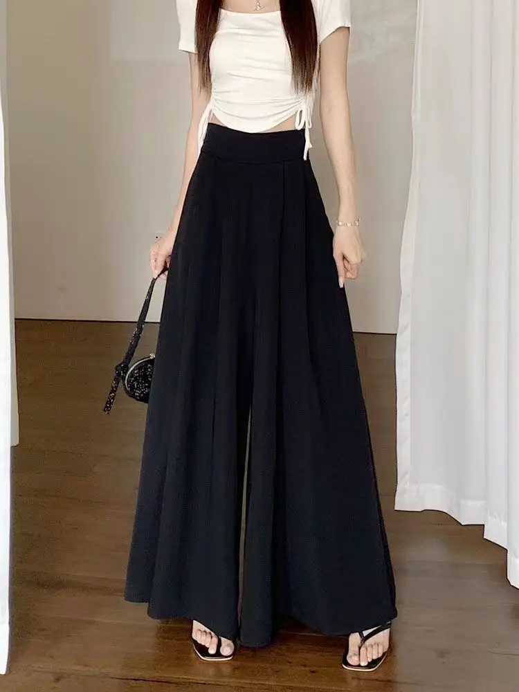 Women's Clothing Trend 2024 High Waisted Wide Leg Skirt Pants Large Hem Casual Elegant Basic OL Suit Pants Office Lady Trousers