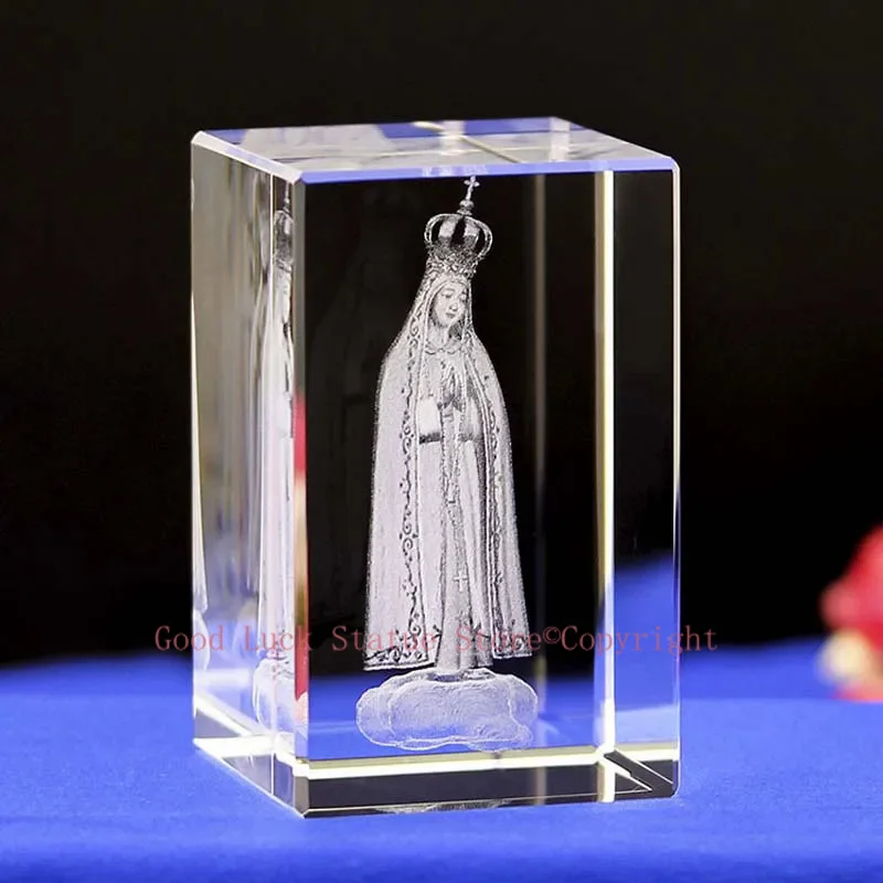 

Wholesale Christian Catholicism Religion Supplies Christ Jesus Madonna Lude Virgin Fatima our lady 3D crystal statue Ornament