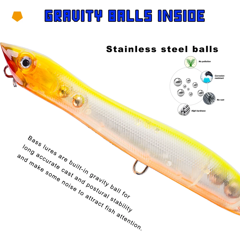 CCLTBA Topwater Hard Baits Popper 12 cm 17,8 g Snakehead Angelköder Walk Dog Wobbler Angelzubehör Kunstköder – Detail 4