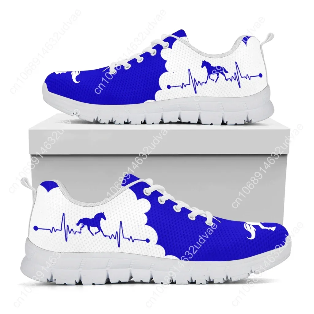 Trendy Blue And White Golf Design Stylish Sneakers Horse Heart Print White Flats Sports Hobby Shoes Chaussure