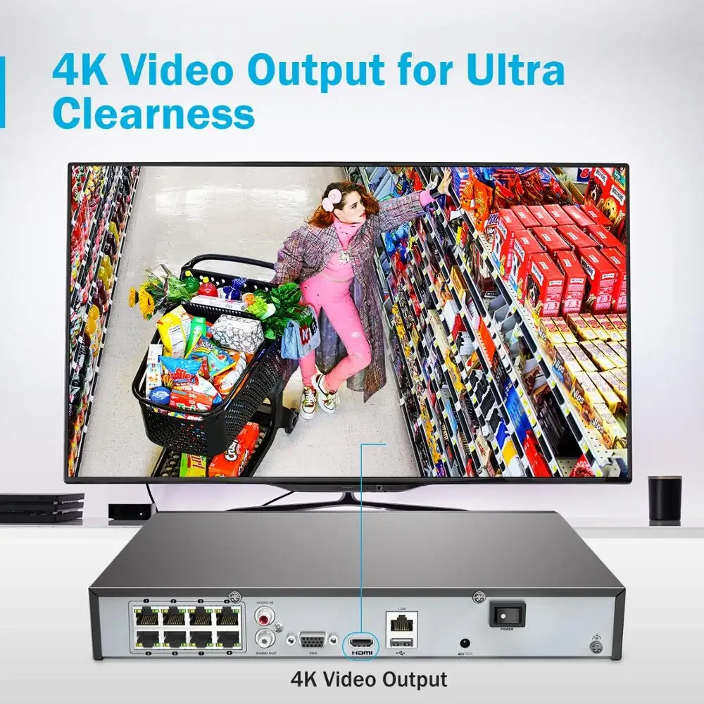 ANNKE 8MP 8CH POE Video Recorder 4K H.265+ Motion Detect NVR For HD POE 2MP 4MP 5MP 6MP 8MP IP Camera Home Surveillance Security 2
