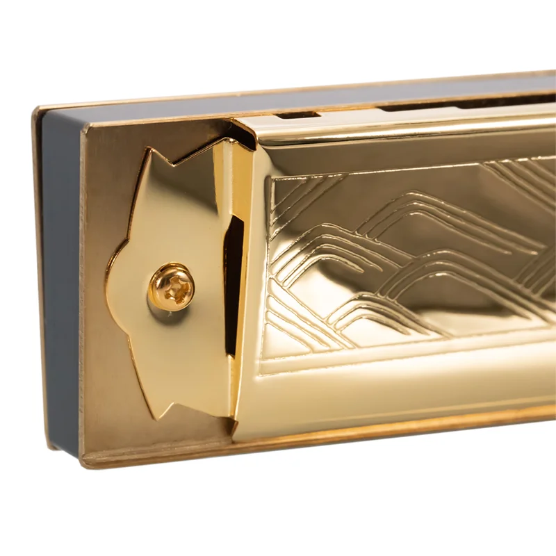 Tombo Professional Use Tremolo Harmonica No. 1921 Armonica 21 Holes Mouth Organ Golden Brass Chrome-plated Cover plate Harp