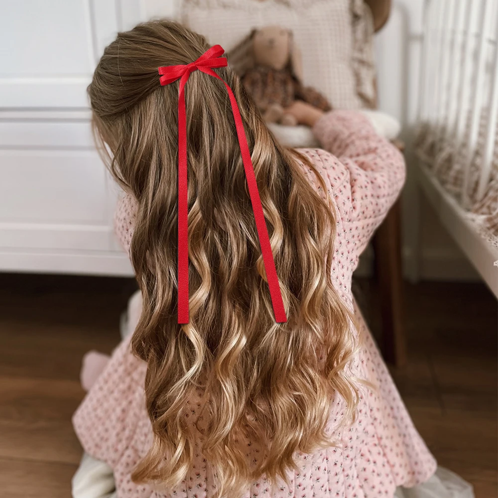 2pcs Long Tassel Ribbon Hairpin Cute Candy Bow Clip for Women Girls Party Gifts Headwear Side Clips Hair Accessories Wholesale