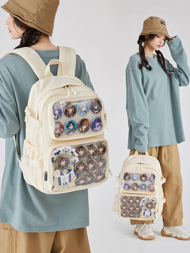 Japanese Kawaii Itabag Women New 2024 Transparent Backpack Large Capacity School Bags With Insert Plate and Two Clear Pockets 4