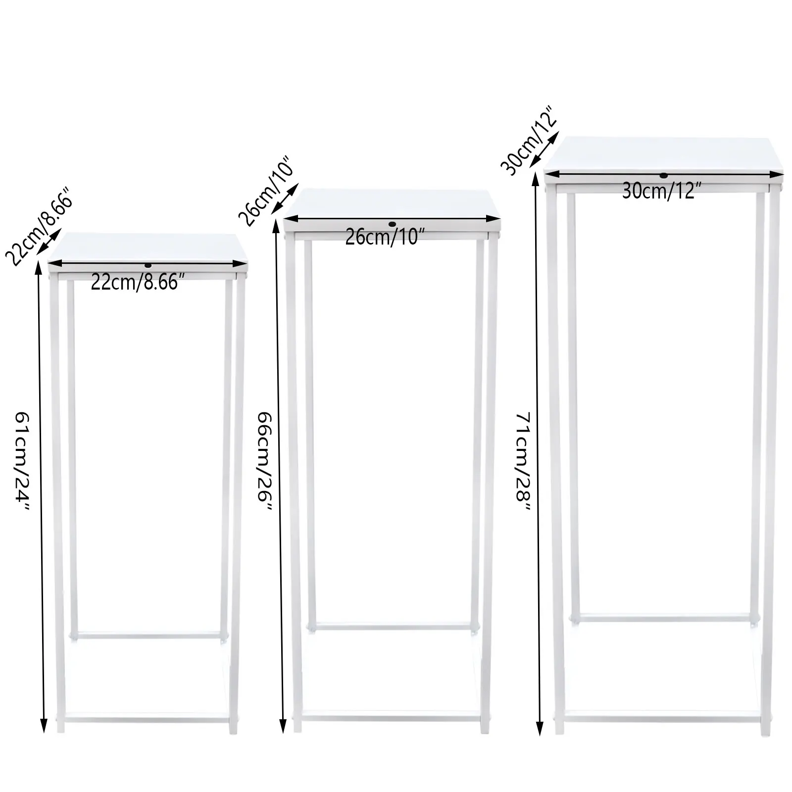 Plant Stand Set of 3 Metal Stand 22*22*61cm/26*26*66cm/30*30*71cm Wedding Decoration