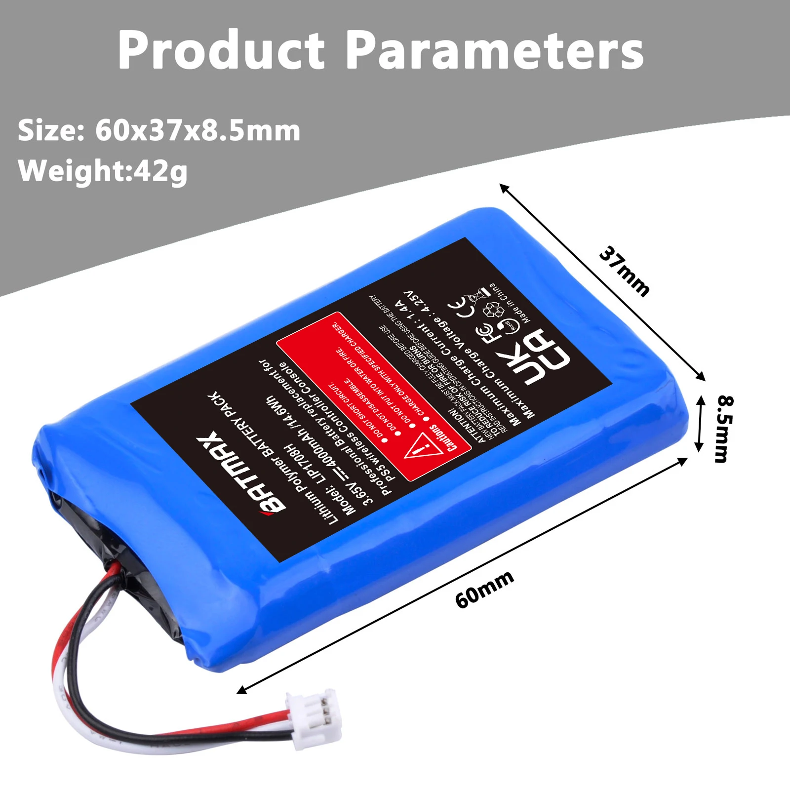  PS5 Ʈѷ 뷮 ͸, 󼾽  Ʈѷ, 4000mAh LIP1078
